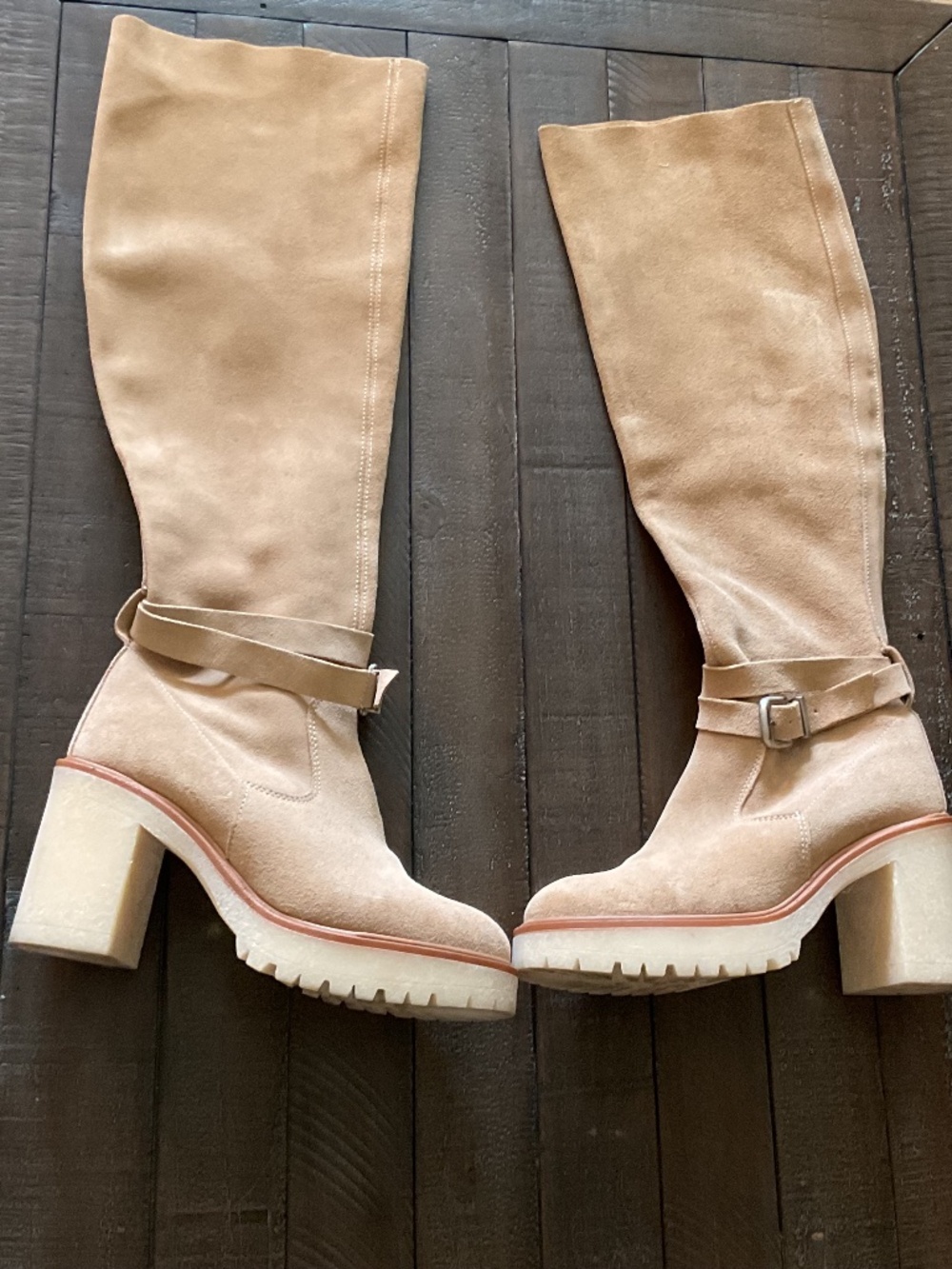 ⭐️ Free People Tan Jasper Over the Knee Suede Boots - size 38.5/8.5